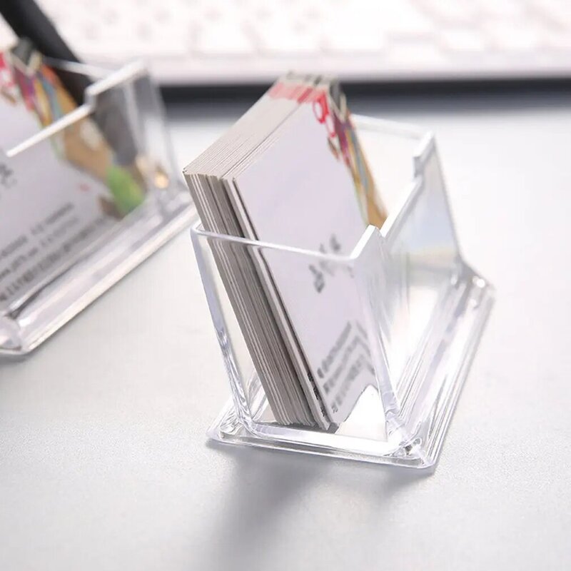 1 Pcs Clear Desk Bussiness Shelf Box Storage Display Stand Acrylic Plastic Transparent Desktop Business Card Holder 105*45*40mm