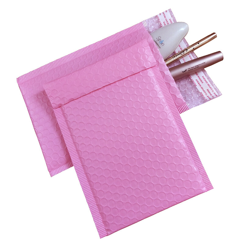 Envelopes para envio com fechamento automático, 50 unidades, envelopes com plástico bolha rosa claro