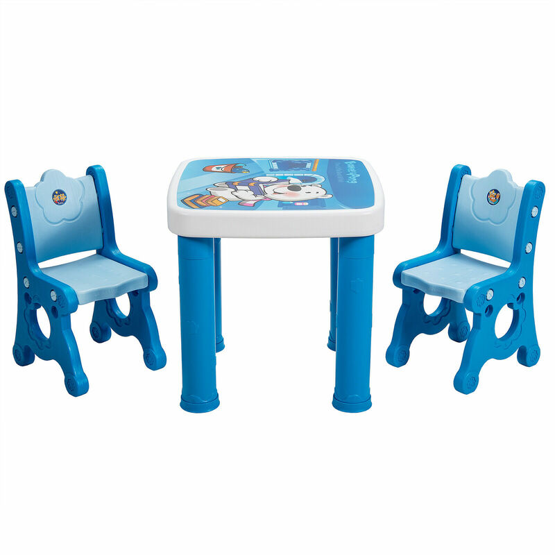 Kids Table & 2 Chairs Set Adjustable Activity Play Desk w/Storage Drawer