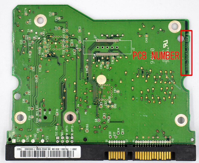 HDD PCB Logic Board/ Board Number : 2060-701383-001 REV A 2061-701383-E00  WD3200AAJS, WD5000YS