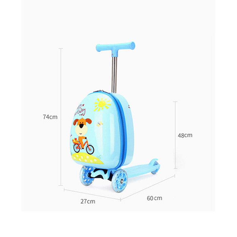Cartoon Cute Scooter valigia Trolley per bambini nuovo 16 pollici bagaglio per bambini rotella creativa valigie da cabina regalo