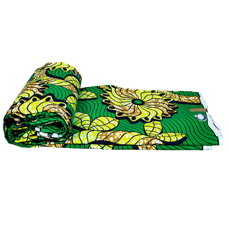 Ancara cera real africano tecido de impressão verdadeira alta qualidade poliéster verde colorido garantido pagne para vestido festa casual