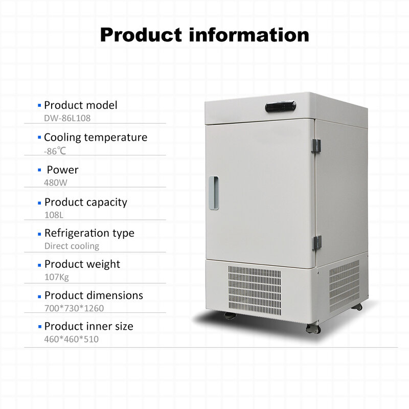 ZOIBKD-caja de almacenamiento de temperatura Ultra baja, equipo de laboratorio, DW-86L108, con capacidad de 108L, protección ambiental silenciosa