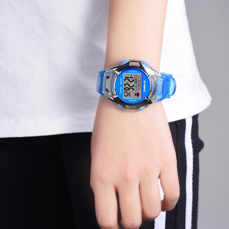 Synoke นาฬิกาเด็กกันน้ำนาฬิกาอิเล็กทรอนิกส์ LED, Jam Tangan Digital ยางนาฬิกากีฬานาฬิกาข้อมือเด็ก relojes เด็กหญิงเด็กชายของขวัญ