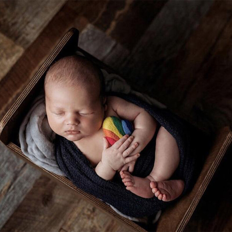 新しい手作りオリーブボール新生児の写真の小道具アクセサリーぬいぐるみスポーツフェルトウールサッカー赤ちゃんの写真撮影虹ハート