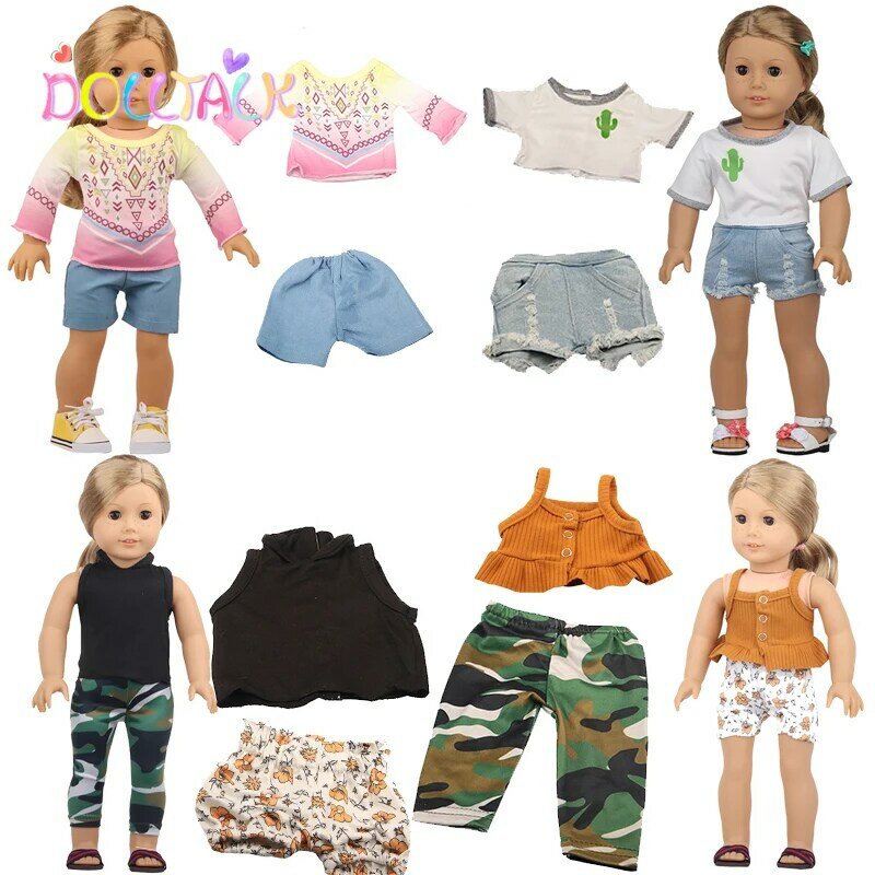 Conjunto de roupas de boneca americana, 18 tamanhos com estampa disruptora, cacto symble de malha fit de 43 cm, bonecas de bebê reborn, brinquedo 1/3 bjd