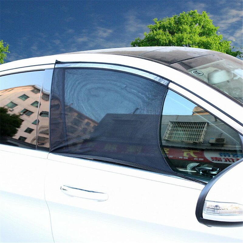 2 Pcs Universal Car Front Door Side Window Sun Shade Summer UV Protection Sunshades Net Mesh Car Curtain For SUV MPV Sedan