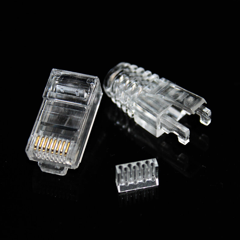 OULLX Cat6 RJ45 Connector Three-piece Suit UTP Gold Plated Ethernet Cables Network RJ-45 Plug Crystal Heads Crimper 3 in 1