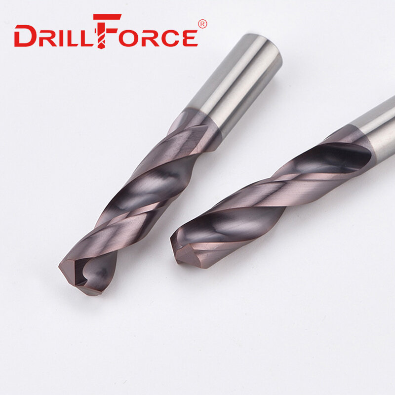 Drillforce 1PC 2mm-22mmx100mm OAL HRC65 wiertło z pełnego węglika spiekanego zestaw bitów, spiralne zwoje wiertło spiralne do twardego stopu ze stali nierdzewnej