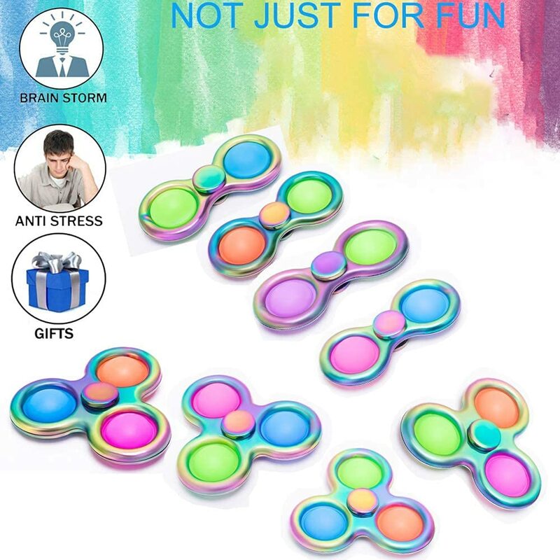 Simple Dimple Fidget Spinner Toy, Sensory Push Bubble Hand Spinner, Finger Spinner, Souligné Instituts, Silicone pour Adultes et Enfants