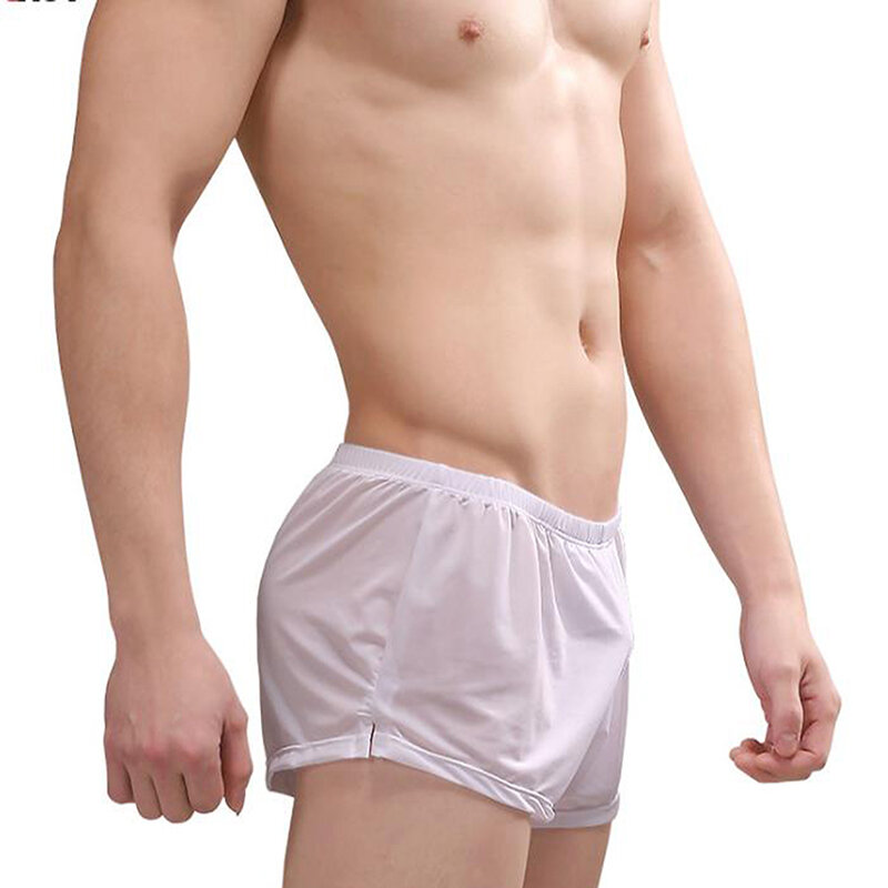 Men's High Elastic Sport Underwear, Seda Ice, Quente, Respirável Boxer, Shorts Home, Calças Seta Running, Sexy Pants