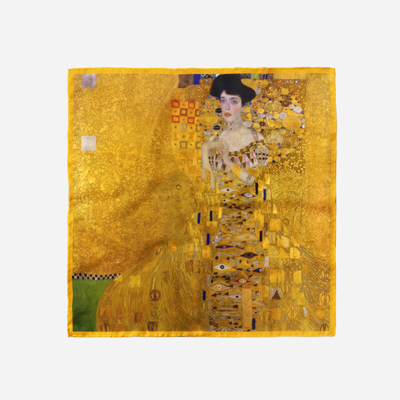 53cm Klimt pittura a olio Madame Adele 100% sciarpa di seta donna sciarpe quadrate scialli Foulard Bandana sciarpa per capelli