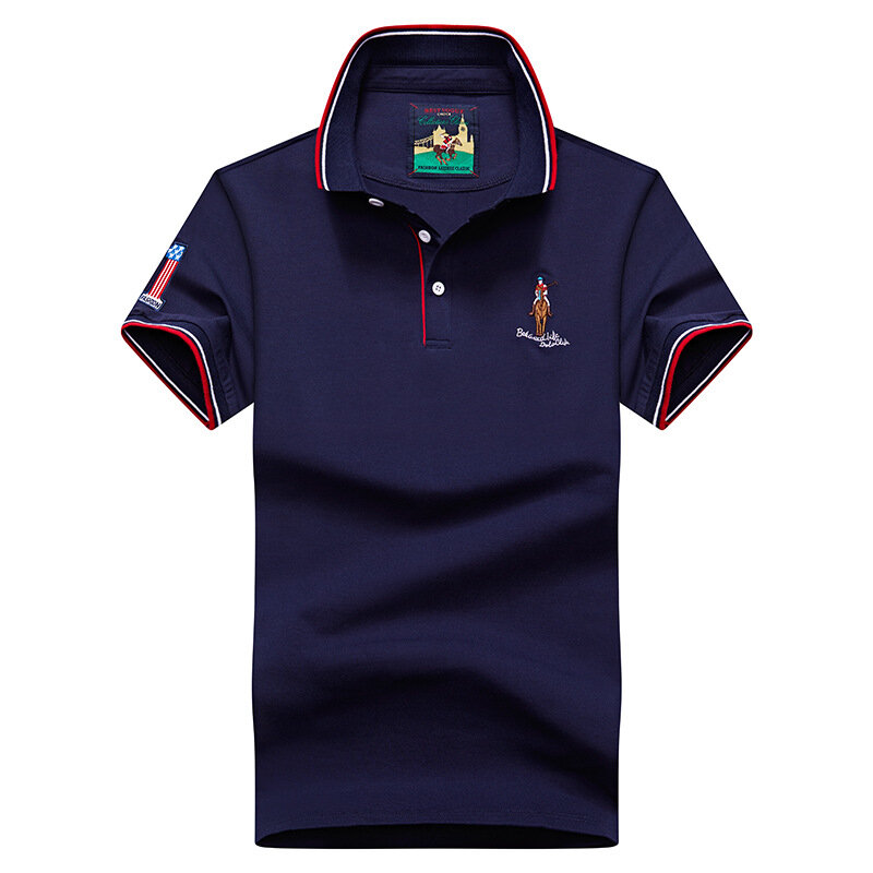 Koszulka polo mężczyźni lato nowy wysokiej jakości bawełny mężczyzna z krótkim rękawem stałe kolorowe hafty młodzieży Business casual koszulka polo 4XL 8631