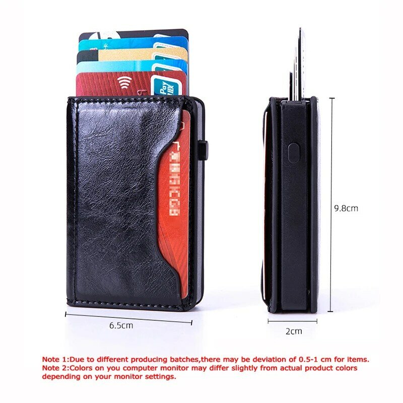 Zovyvol Männer Und Frauen Taste Pop-Up Smart Brieftaschen RFID Sperrung Karteninhaber Aluminium Karte Brieftasche Mode PU Leder Karte fall