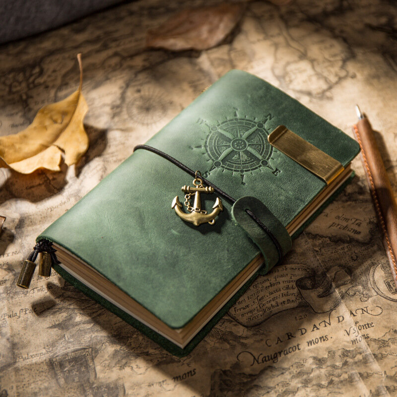 Bloco de notas de viagem retro caderno couro artesanal caderno estilo europeu retro