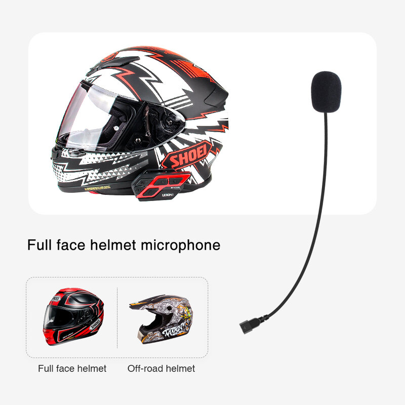 Lexin-fones de ouvido intercomunicadores., acessórios para capacete com microfone tipo 2, cancelamento de ruídos de alta qualidade.