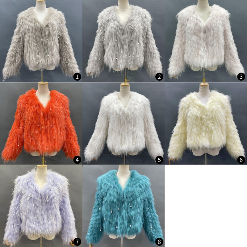Abrigo de piel de visón de alta calidad, chaqueta de piel de visón corta cálida de invierno, adorno de borla de perlas de punto, decoración