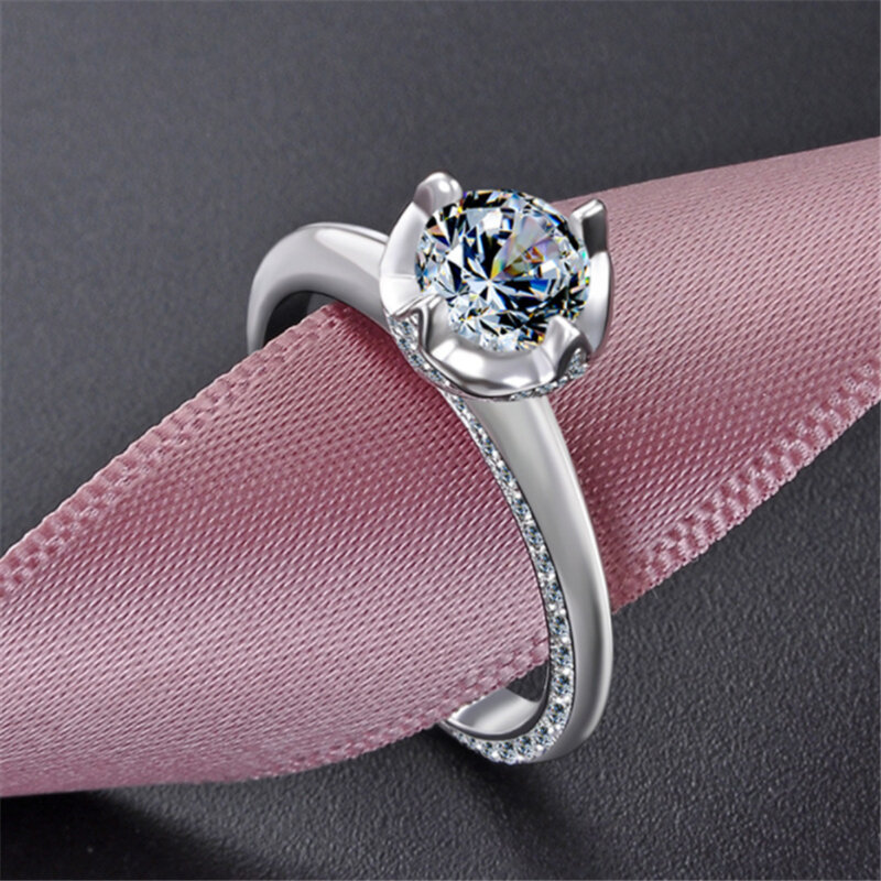 XINSOM Echtem 925 Sterling Silber Ringe Für Frauen Luxus Zirkon Engagement Hochzeit Ringe 2020 Feine Schmuck Mädchen Geschenk 20FEBR3