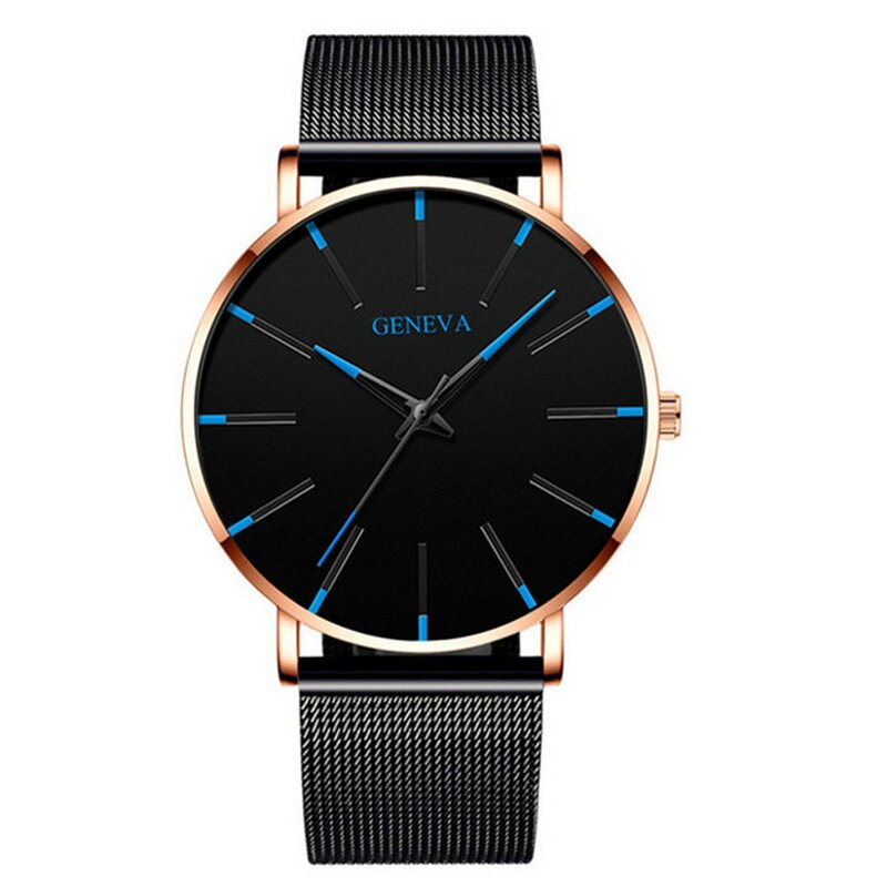 Часы наручные мужские ультратонкие, модные деловые кварцевые с сетчатым браслетом из нержавеющей стали, подарок на день рождения, 2021