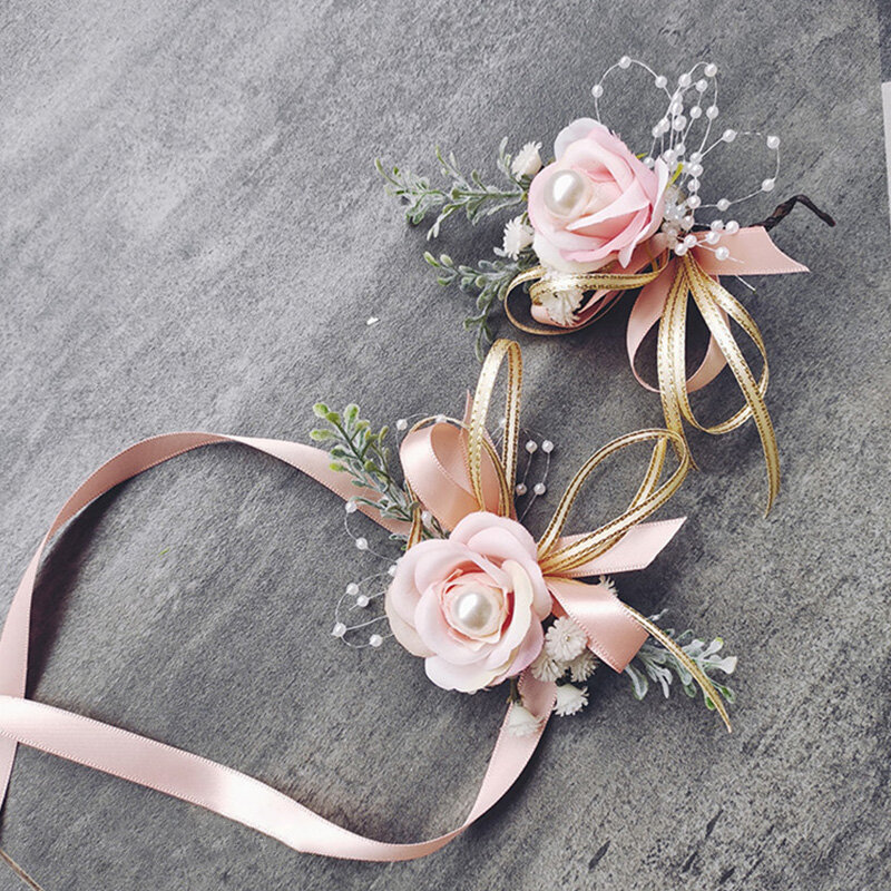 Fleur de poignet de mariée pour invités, bourgeon de rose, demoiselle d'honneur, accessoires faits à la main, cadeaux de mariage, patients, fournitures de faveurs de fête