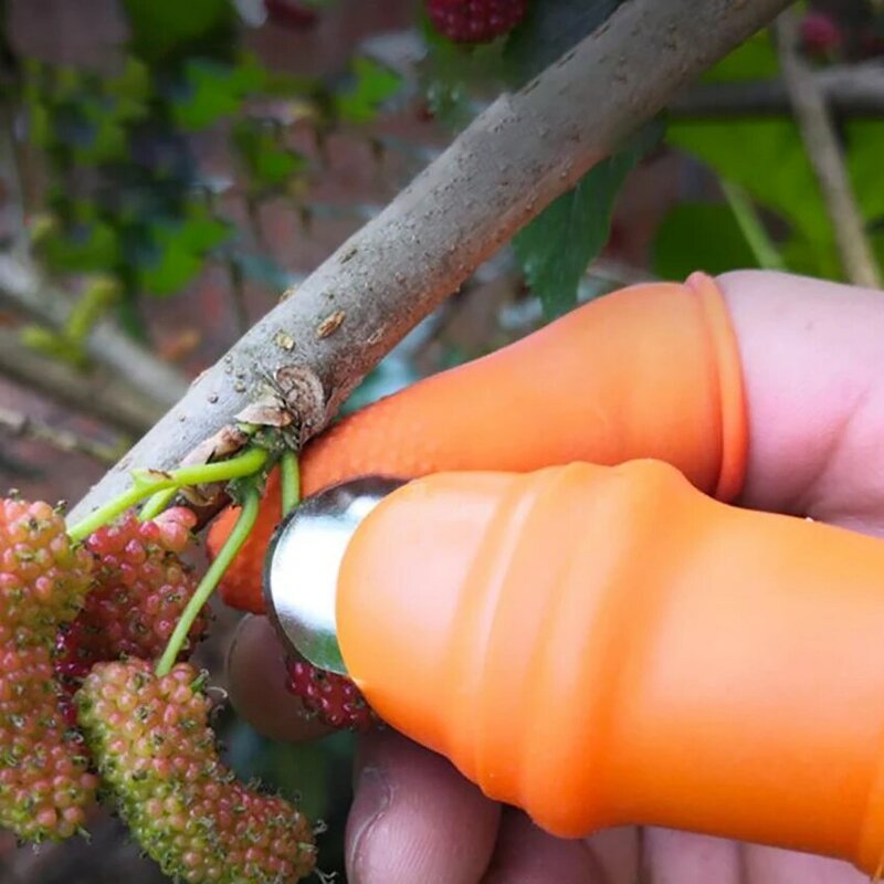 Cuchillo de jardín, cuchillo de dedo, cuchillo de pulgar de silicona de jardín, cubierta de dedo anticorte, cortador de pulgar para recoger frutas y verduras