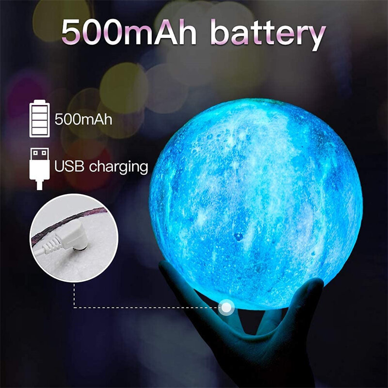 달 램프 어린이 야간 조명 갤럭시 램프 16 색 LED 3D 스타 문 라이트 변경 터치 및 원격 제어 갤럭시 라이트 선물용