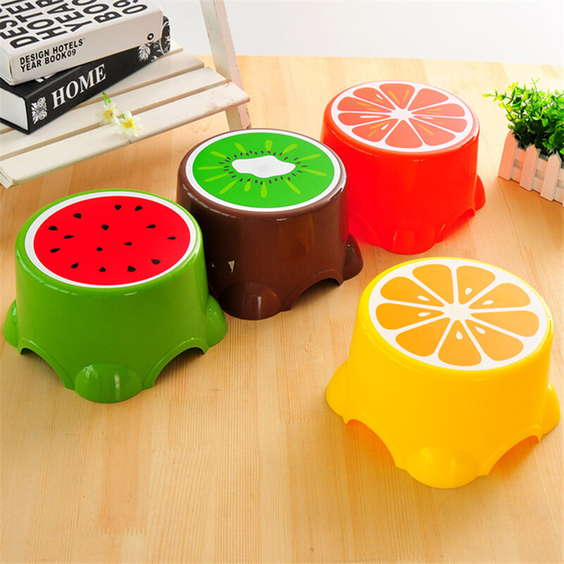 Cute Low Stool Creative Fruit Pattern Thickened Children Chairs Footstool, Bathroom Bath Chair, Living Room Changing Shoe Stools