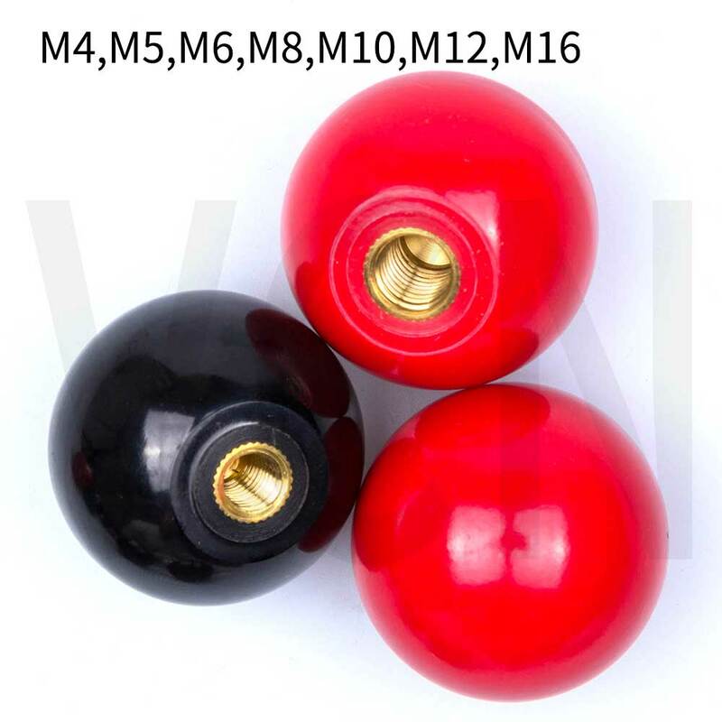 樹脂ボールノブ,黒と赤,丸い,ベークライトレバーハンドル,家具または工作機械の交換,M4-M16