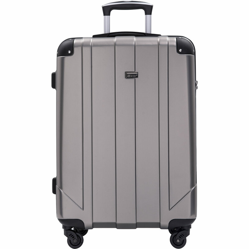 Spinner Luggage with Built-in TSA and Protective Corners, P.E.T Light Weight Carry-On 20" 24" 28" Suitcases (28 inch, Gray)