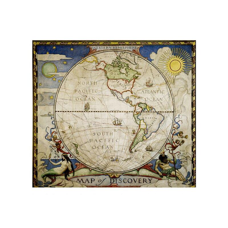 中世スタイル装飾マップ 90 × 90 センチメートルシンプルな不織布無フェージング世界地図子供のためと子供