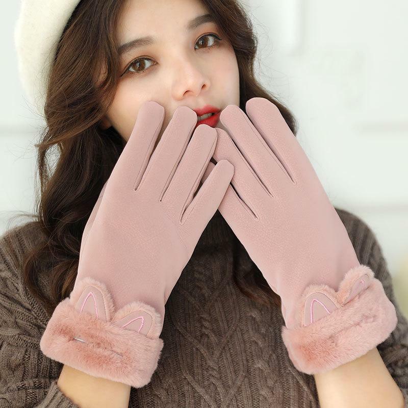 Damskie zimowe rękawiczki pluszowe rękawiczki zimowe rękawiczki damskie zimowe bawełniane rękawiczki wiatroszczelne i zimne rękawiczki do ekranu dotykowego