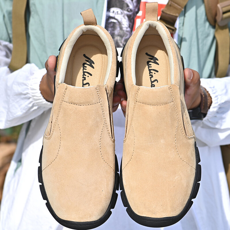 Zapatos informales de cuero genuino para hombre, zapatillas cómodas a la moda, para caminar al aire libre, talla grande 48