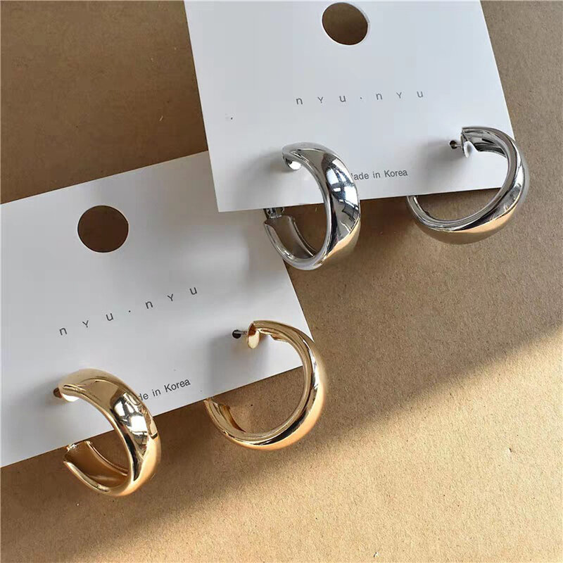 Минималистичные большие круглые геометрические серьги-кольца для женщин и девочек, свадебные украшения