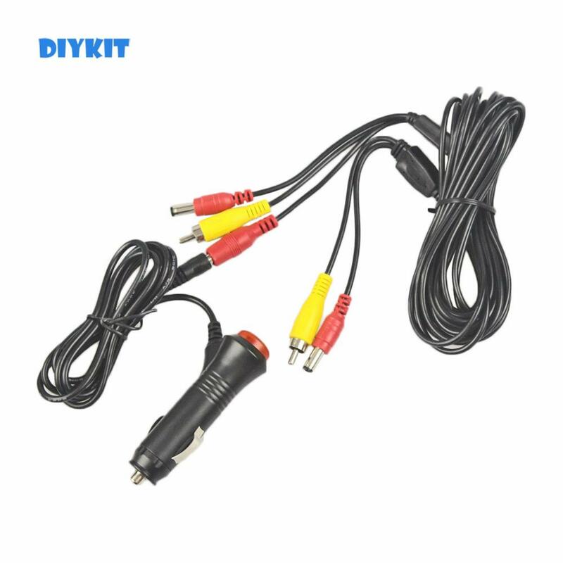 DIYKIT 5,5x2,1mm DC12V Eingang Auto Ladegerät Power Adapter AV RCA Verlängerung Kabel/Kabel Video Kabel für auto Kamera und Auto-Monitor