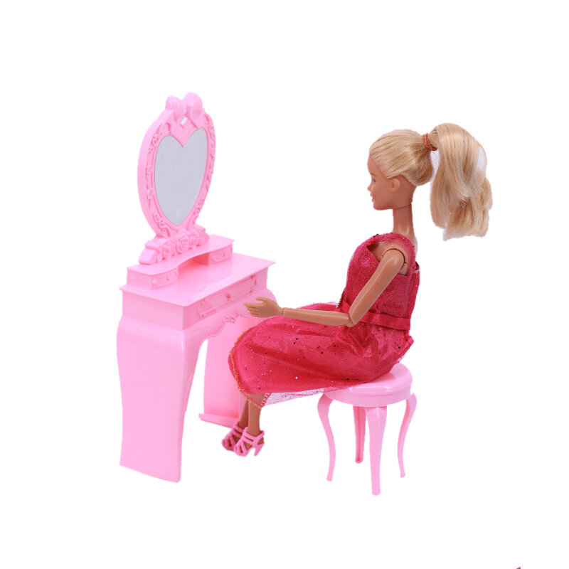 Furnitur untuk Barbiees aksesori pakaian boneka cermin tempat tidur 1/6 dekorasi rumah boneka Bjd aksesoris boneka, helm makanan untuk Barbie