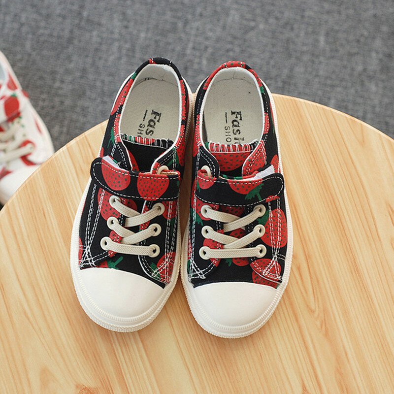 Hot sale children's shoes new 2020 spring autumn wild kids canvas shoes fashion Korean low-top printing girls little white shoes