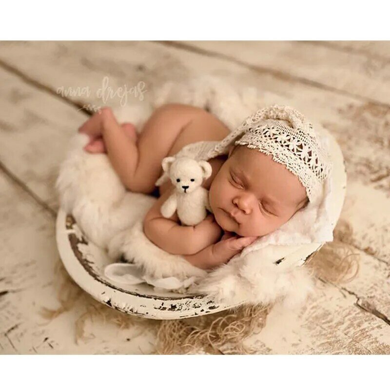 Acessórios de fotografia do bebê bege oco rendas nightcap travesseiro conjunto recém-nascido adereços menino menina foto shoot bandana sem elasticidade chapéu