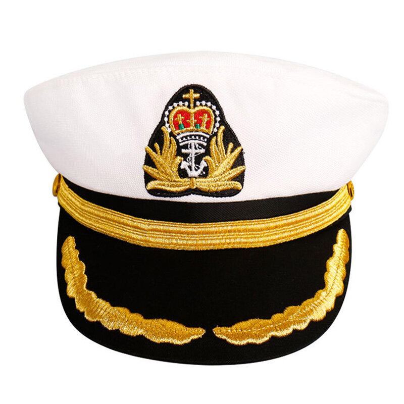 Chapeau de marin de la marine pour hommes et femmes, blanc, casquette de capitaine d'officier de nuit nautique