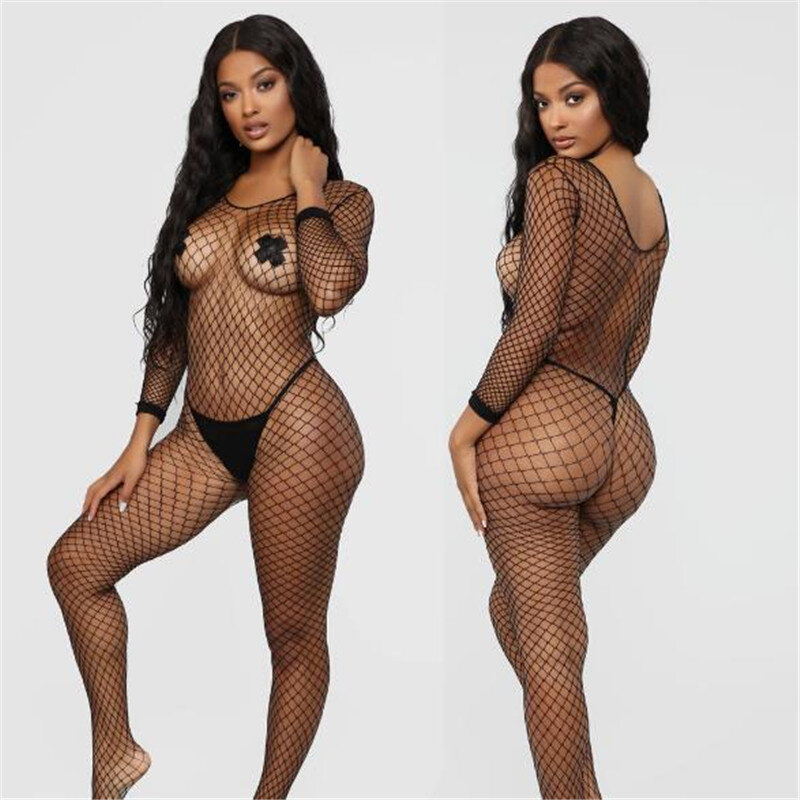 Sexy Fishnet Bodysuit Women Sex Clothes See Through Open Crotch Body stockings Mesh Hollow Out Lingerie Costumes