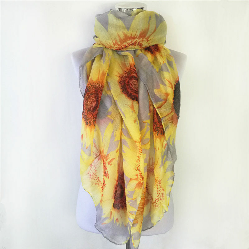 女性春夏薄型の花スカーフ文学ビスコーススカーフの女性日焼けショール