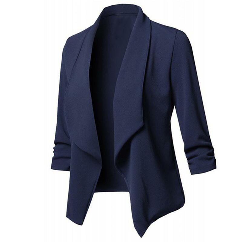ファッション女性ブレザーコート無地ビジネスオフィスレディラペル長袖ブレザースリムフィットスーツのコートのジャケットの
