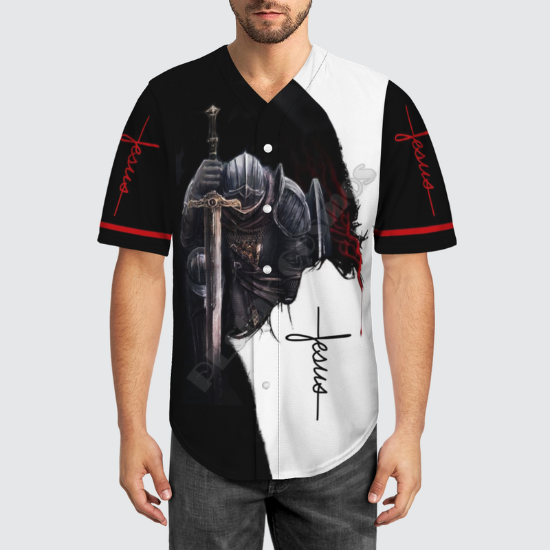Baseball Jersey Strand Zomer Verse Bloemen Jezus 3D Over Gedrukt Mannen Shirt Casual Shirts Hip Hop Tops 05