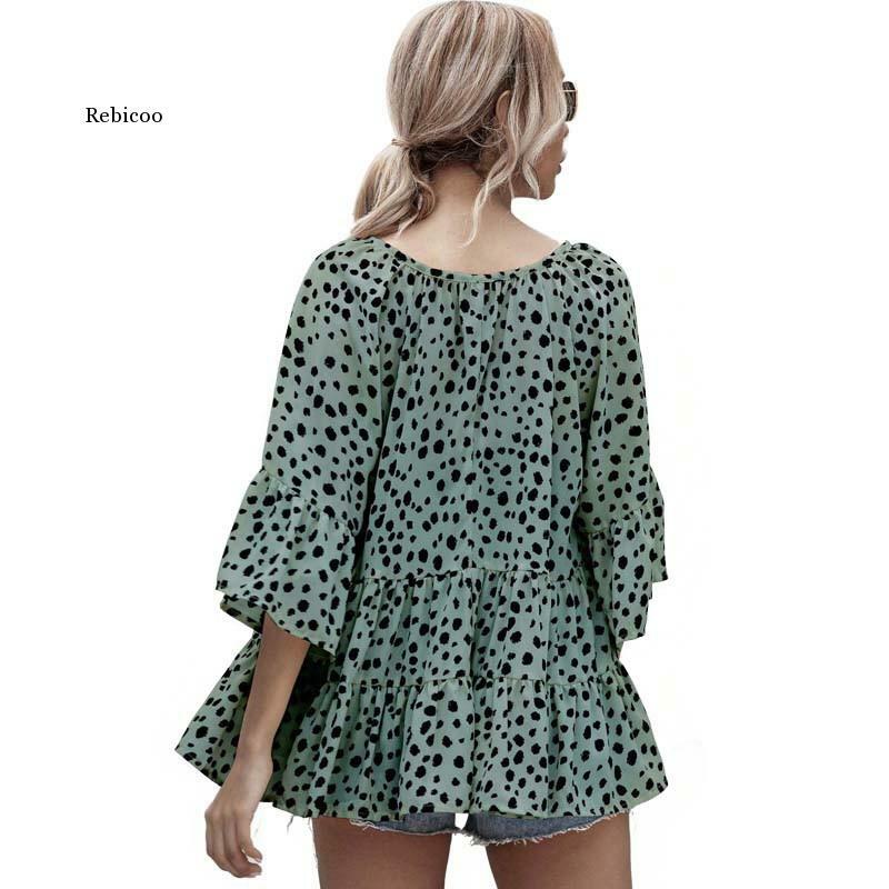 Womens Tops and Blouses New Summer V-Neck Butterfly Sleeve Leopard Print Casual Women Shirts Elegant Plus Size Blouse Femme