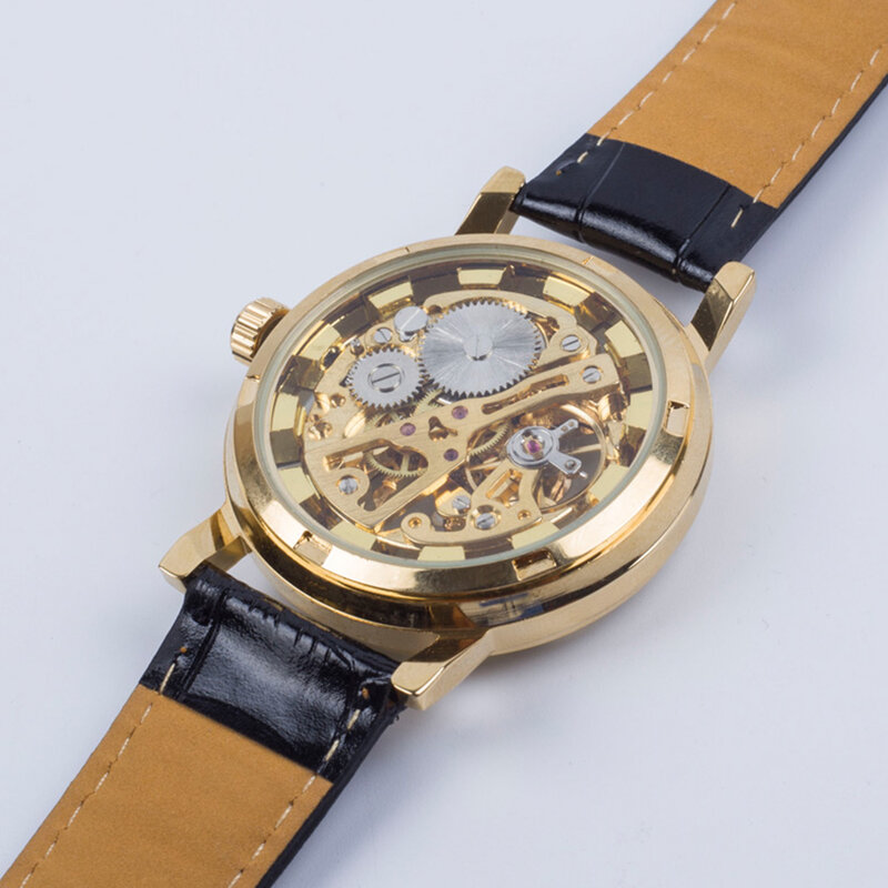 남성 패션 럭셔리 할로우 스켈레톤 라운드 다이얼, 가짜 가죽 스트랩 손목 시계, 패션 남성 스포츠 시계, 멋진 손목시계, 인기 판매