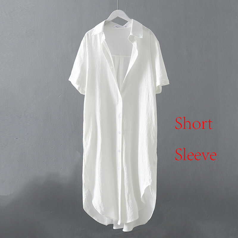 Blusa Camisas Mujer Blusas de alta calidad Otoño Manga larga Sólido Camisas blancas 100% Algodón Suelto Mujer Casual Damas Tops