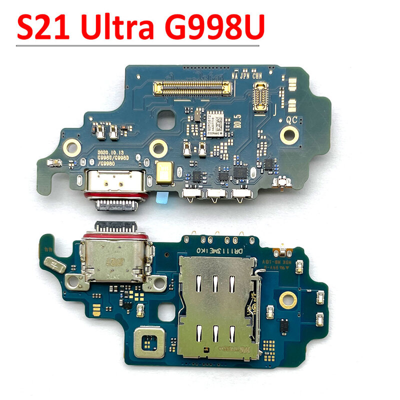 Conector de Carregamento USB Board, Dock Cabo Flex com Microfone, Samsung S21Ultra, G998B, S21, G991B, S21 Ultra, G998B, G998N, Novo