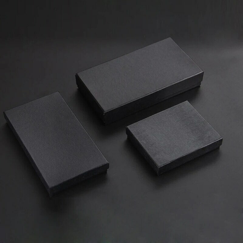 Dostosowane grawerowane Logo pudełko prezentowe na portfel czarne trzy modele papierowe do biżeturii pudełko górna i dolna pokrywa wysokiej jakości portfel Box