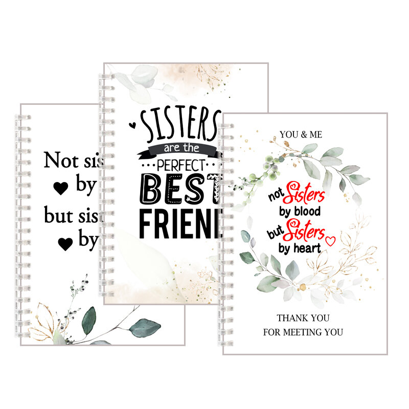 Friendship Quote - NOT SISTERS BY BLOOD BUT SISTERS BY HEART - Spiral Notebook BFF Note Book Notepad Journal To Best Friend Gift