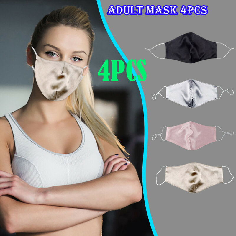 4pcs Men and Women Summer Ultra-Thin Double-Layer Face Mask Satin Adjustable Straps Fashion 2020 Masks Reusable Facemask 821