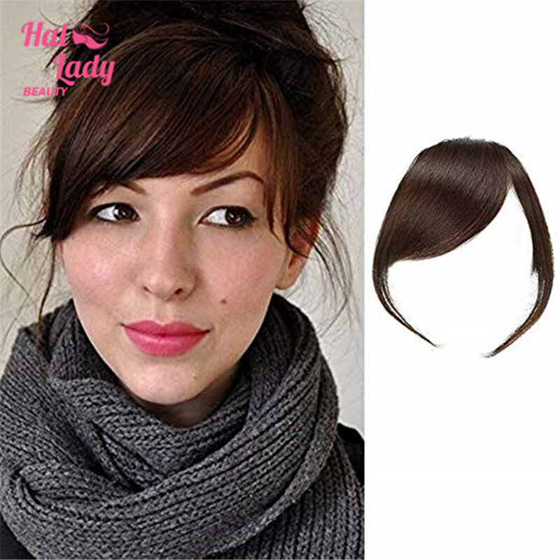 Halo Lady Beauty Clip in Real Human Hair Bangs Brazilian Non-remy Thick Bangs Clip on Side Bangs Straight Fringe Hair Extensions